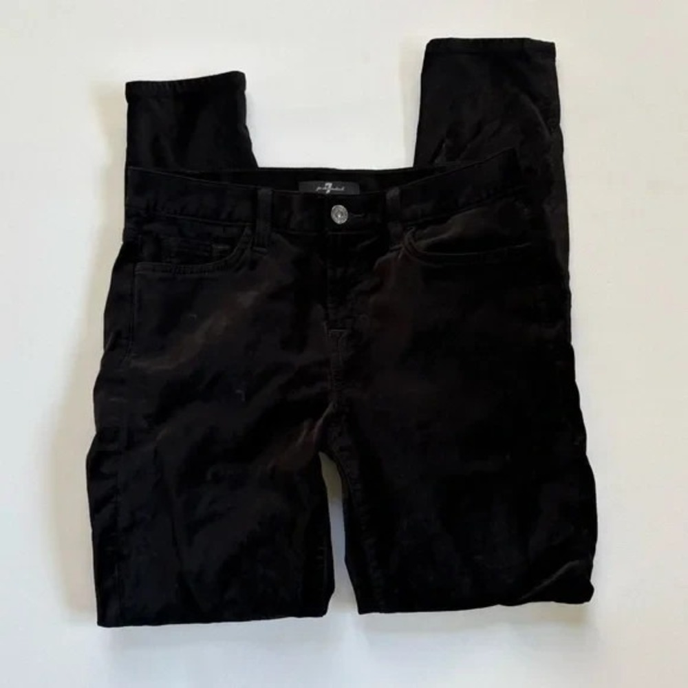 Women's 7 For All Mankind Velvet Mid-Rise Black Pants Size 27